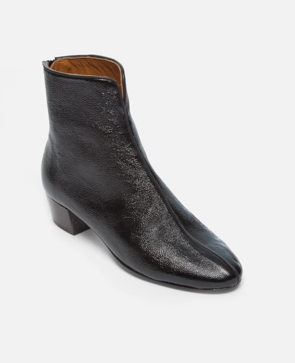 patent leather bootie