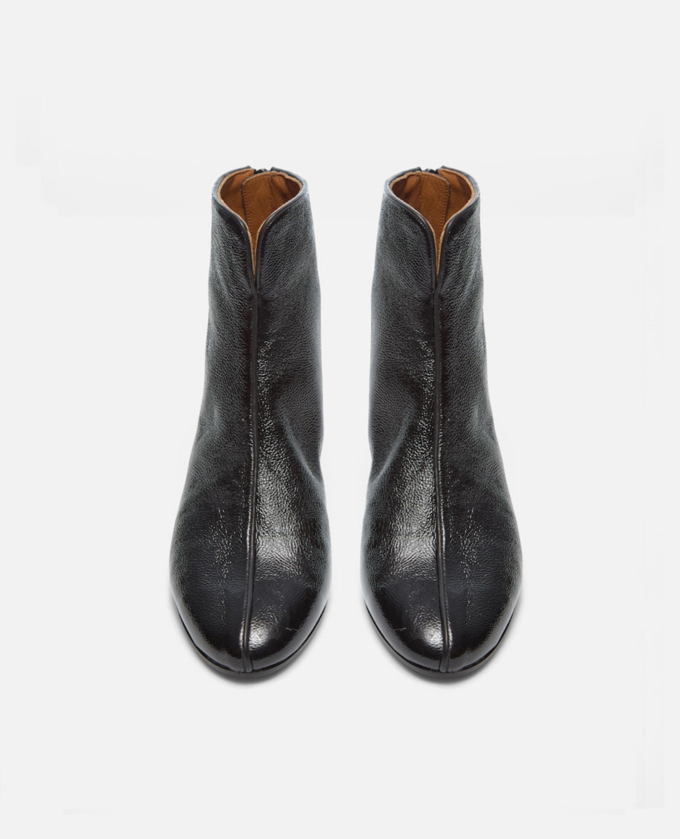 patent leather bootie