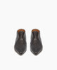 Pair of black leather ankle boots on a white background 3