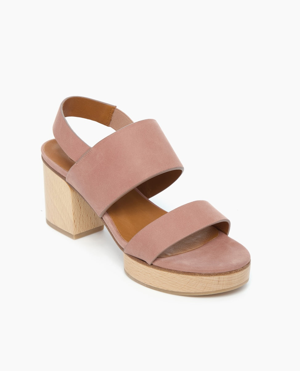 Angled view of the Rocco clog sandal in Deep Rose