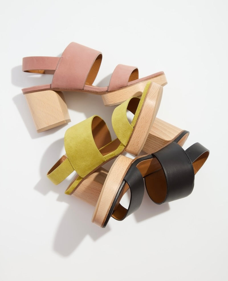 The Rocco Clog Sandal shown in three colors