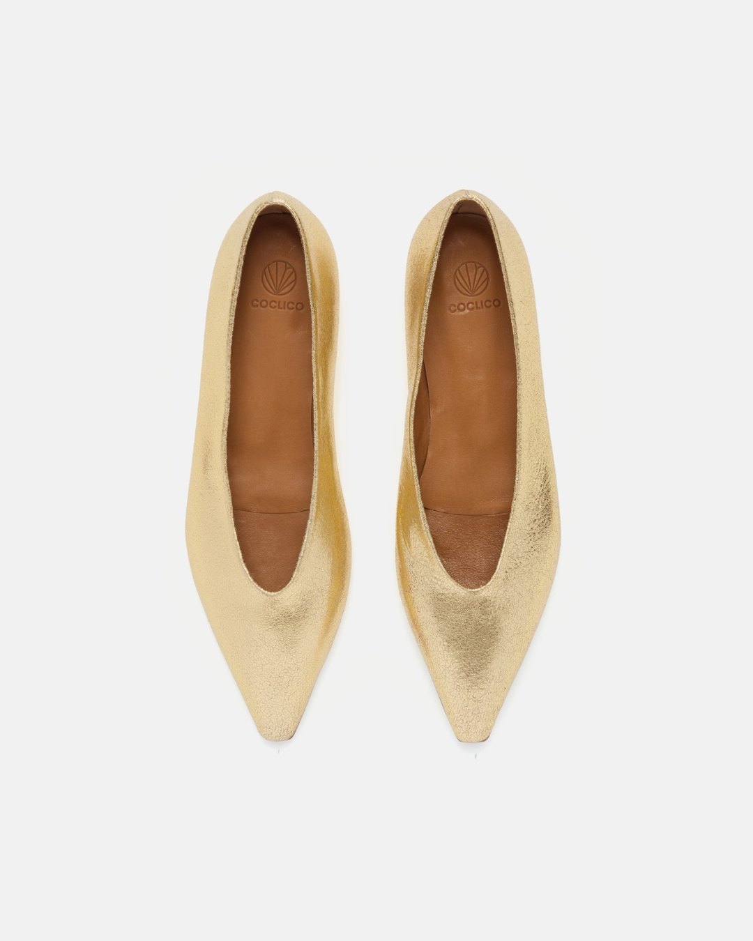 Coclico Cabnal Ballet Flat Oro Crinkled Metallic Leather Coclico Cabnal Ballet Flat Oro Crinkled Metallic Leather