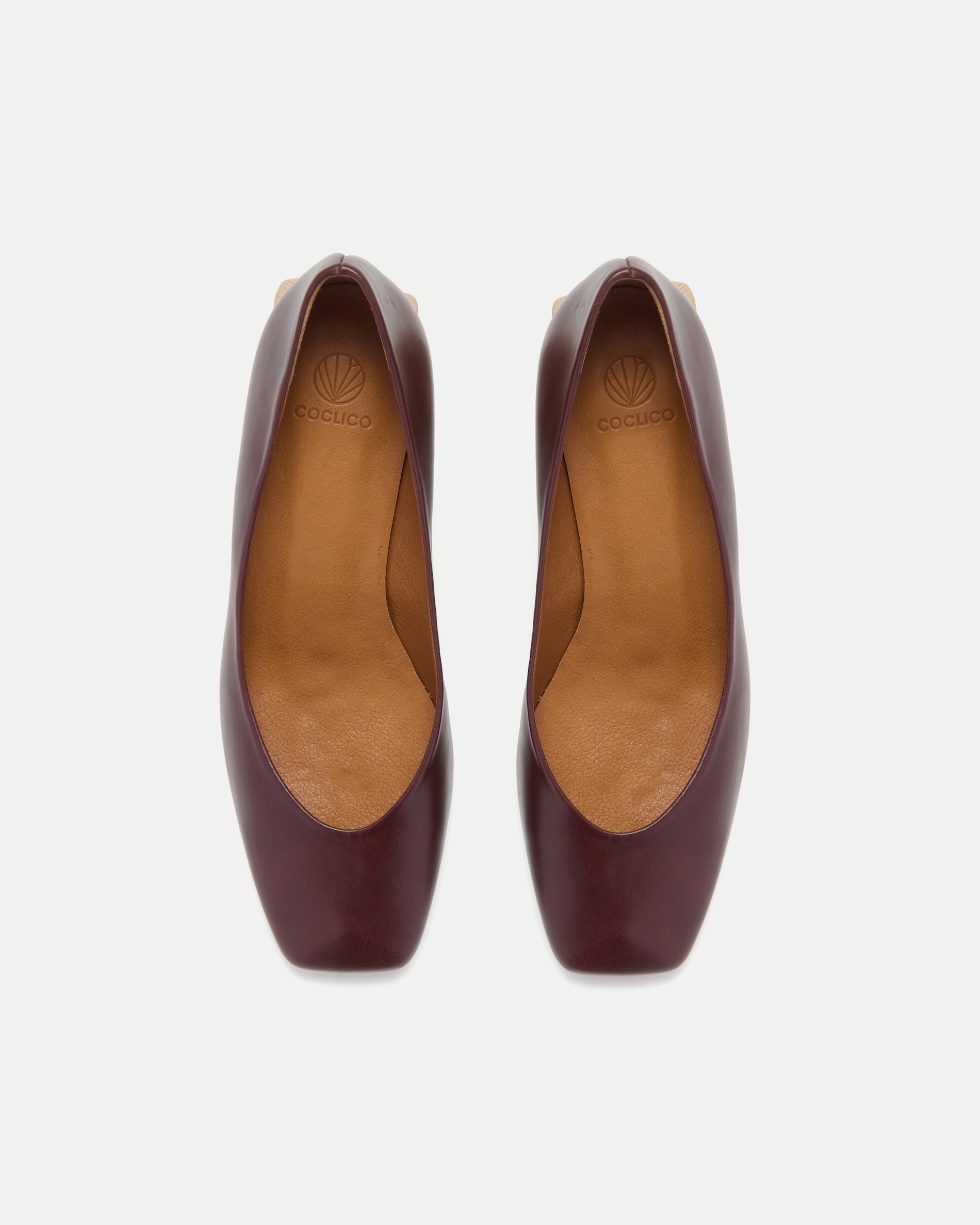 Pair of Coclico Icarus Pumps in Oxblood leather, top view