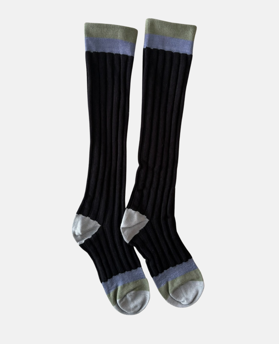 Exquisite J Ribbed Knee-High Socks