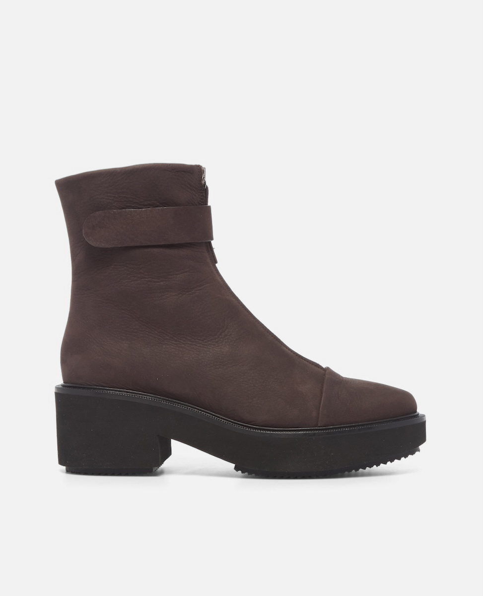 Brown ankle boot on a white background
