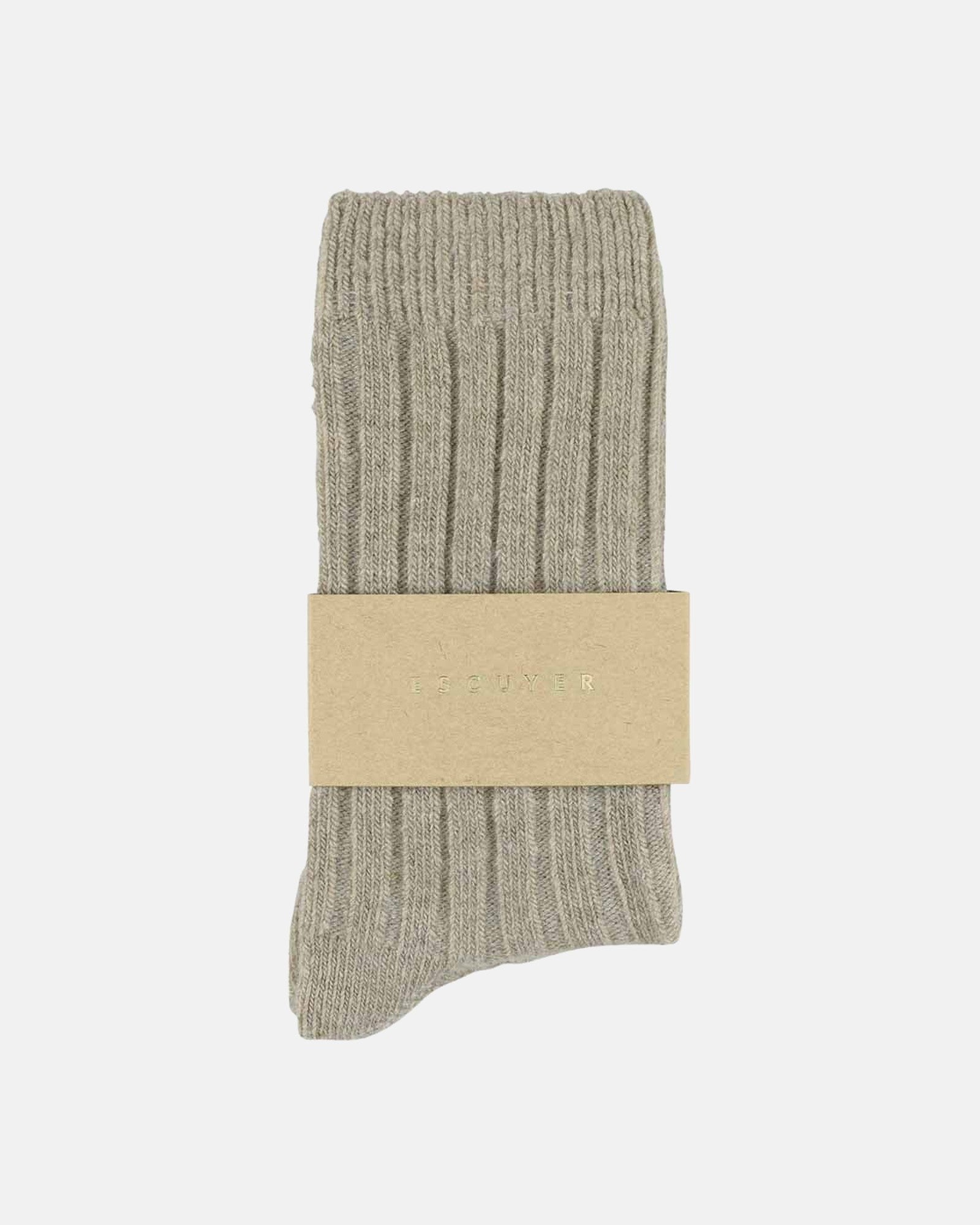 Escuyer beige cashmere crew socks detail