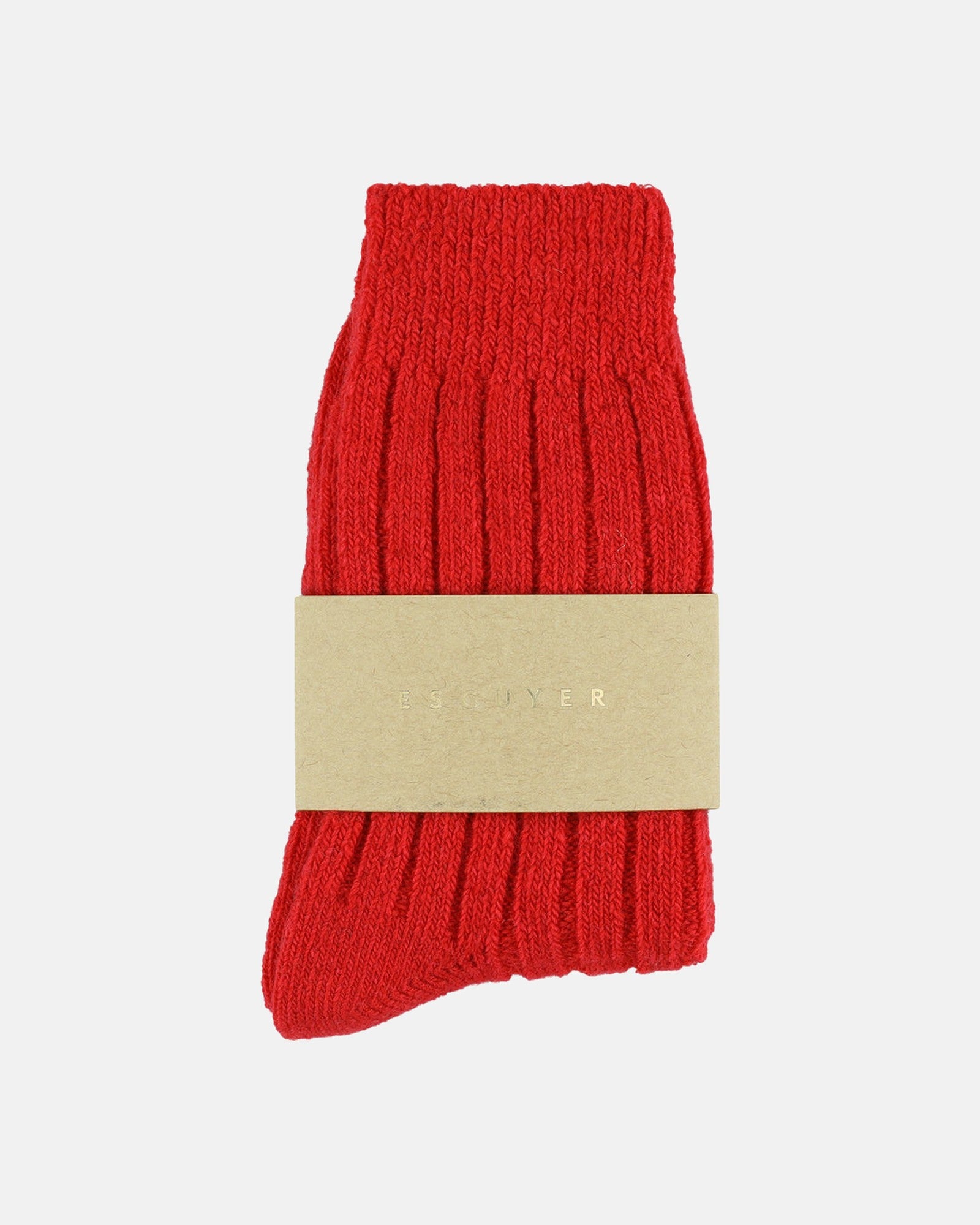 Escuyer red cashmere crew socks detail