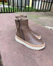 Angled view of the Freddy Shearling Boot in Taupe 3
