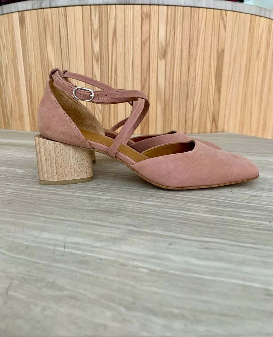 Isabel Mary Jane in Deep Rose on a table