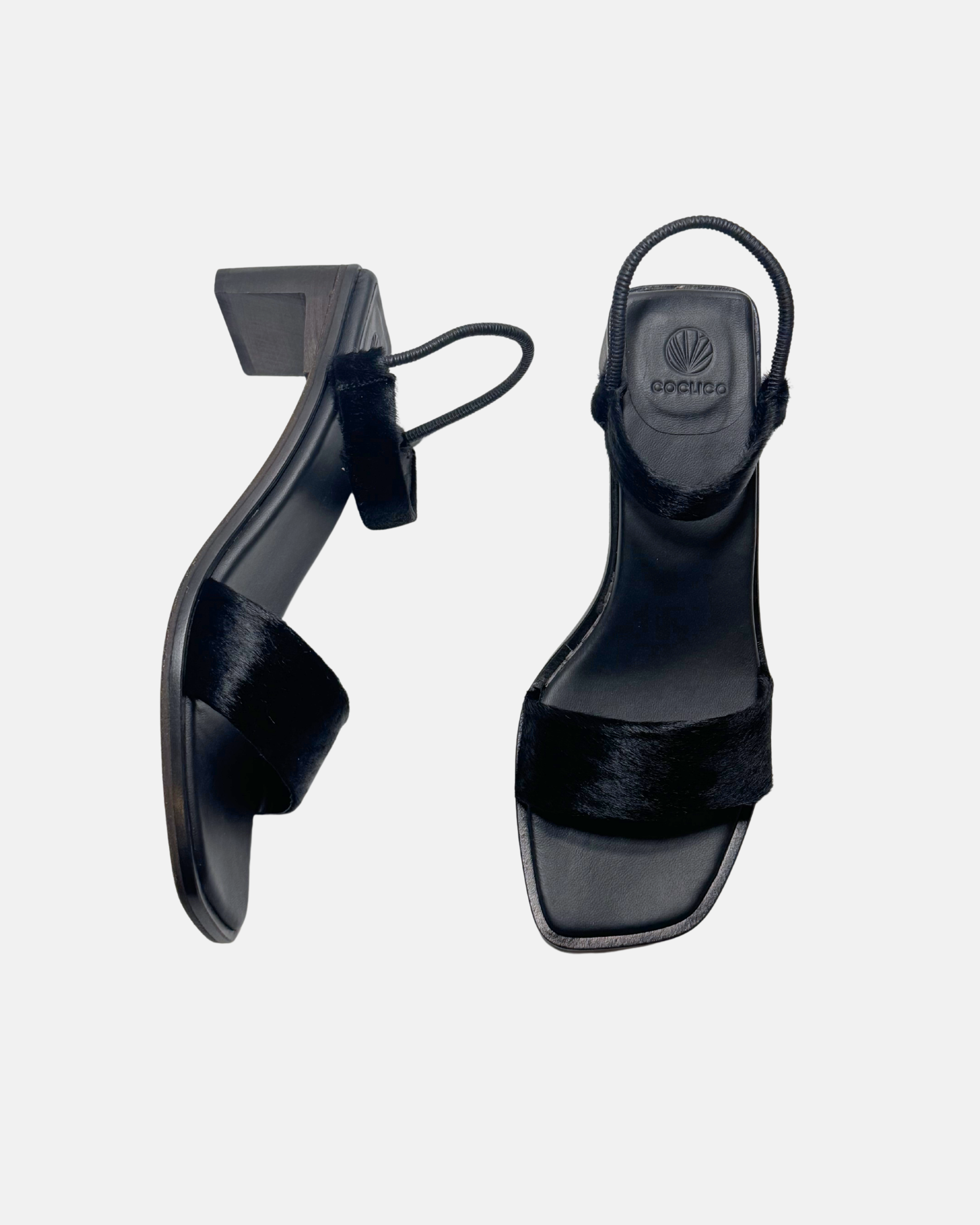 Archive Sale - Nimbus Heeled Sandal Black Lux Hair