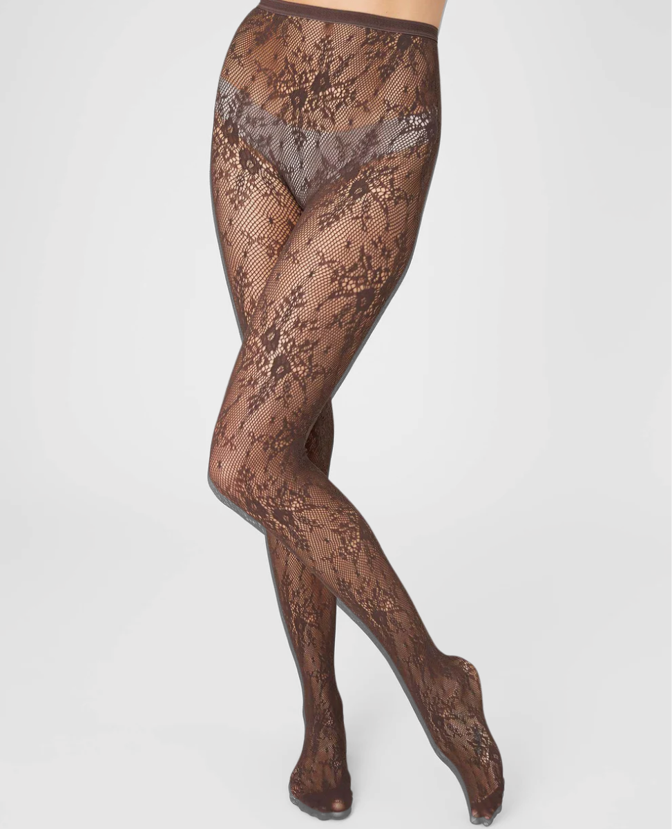 Swedish Stockings Rosa Lace Tights Dark Brown