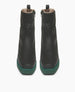 Top view of the Coclico Chouchou Shearling Boot in Black leather, a lightweight shearling lining boot with green, mid-height, water-resistant treaded EVA soles.  3