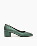 Coclico women's green metalic leather block heel shoe 1