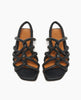 Coclico Falanda Sandal in Deep Sea leather: an open sandal with padded tubular straps in a braided pattern across vamp of foot, elasticated slingback, flat feel - top view. 3