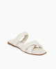 Coclico Fanima Sandal in Greige leather: Slide with tubular padded straps, squared-off toe and heel, flat feel. 2