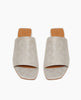 Top view: Coclico Ferhana Sandal in a Platino Emboss textured leather: flat slide-on style with one solid band of leather, squared-off at the toe and heel. 3