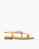 Side view of Coclico Frond Sandal in Ambra leather: an open sandal with narrow asymmetric straps across foot, back strap, squared-off at the toe and heel. 1