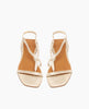 Top view: Coclico Frond Sandal in Champagne Shimmer suede: an open sandal with a squared-off at the toe and heel, narrow asymmetric straps across foot, back strap. 3