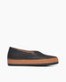 Black leather Coclico Glace Flat with high-vamped V cut upper, vacchetta bumper and green EVA sole - side view. 1