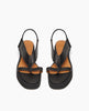 Top view: Coclico Iryna Wedge in Black leather: V-shaped thong wedge with a slim, tubular elasticated slingback strap, EVA flatform sole. 3