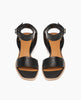 Coclico Jagua Heel in Black leather, a mid-height block wood heel with a leather strap across foot, buckle closure, ankle strap - top view. 3