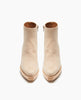 Top view of Coclico Kabuki Clog in Latte nubuck, a Coclico clog with tapered, snipped toe, mid-height wood block platform. 3