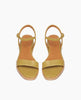 Coclico Kent Sandal in Torbellino Olive leather an open sandal, slim leather strap at toe, quarter strap, buckle closure, 1 inch inset wedge - top view. 3