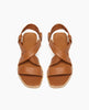 Top view of Coclico Kestyn Sandal in cuoio leather: open sandal with tubular straps across foot and ankle, wide wood low-heel. 3