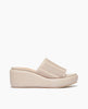 Coclico Laleh Wedge in Grey Mist (Marmo) leather perfed: slide-on cork wedge covered in padded leather with pinhole strap across foot. 1