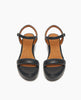 Coclico Lilya Wedge in Deep Sea leather, top view: cork wedge covered in padded leather, quarter strap, buckle closure, and a tubular padded front band. 5