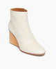 Coclico Lodi Boot in Griege leather: Solid-wood, sculpted, inset 75mm height wedge with inside zip closure, seam detail on top of foot and rounded toe - angle view. 4