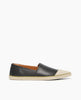 Side view of the Coclico Udo Sneaker in Deep Sea leather: a cap-toe loafer style sneaker with a low profile rubber sole and pointed toe. 1