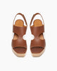 Coclico Vicky Clog in Caramello leather: a t-straped clog with arched openings, round heel, angular toe and tall-height solid wood base - top view. 3