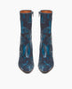 Front view of the Wakame Boot in Painter's Blue Split Suede: a sophisticated snip-point-toe boot with an arched wood heel. Inside zip closure. 4