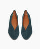 Front view of the Wynne Pump in Bottle Suede: features a high-vamped, sweetheart cut that flatters the foot, while a soft chisel-toe and rounded center seam binding detail 3