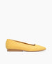 Coclico women's flat with a pointed toe and contemporary cut in soft yellow leather. Coclico shoes are sustainably made in Spain. 1