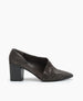 Coclico women's elegant vintage inspired heel with a high vamp in Italian distressed metallic suede. Coclico shoes are sustainably made in Spain. 1