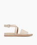 Coclico women's minimal wide band sandal with ankle strap in neutral leather with low, inset wedge. Coclico shoes are sustainably made in Spain. 1