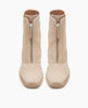 Coclico Furin Boot in Latte nubuck, top view : mid-calf height boot with front zipper closure, leather pull tab, scored rubber sole and a mid-height solid wood block heel. 6