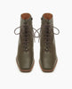 Coclico Jewel Boot in Boscu leather, top view: a glove leather lace-up with a squared-off toe, welted leather sole, inside zip closure, mid-height solid wood block heel. 4