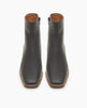 Coclico Juju Boot in Deep Sea leather, top view: a minimalist boot featuring a mid-height solid wood block heel, inside zip closure, soft squared-off toe, mid-height shaft. 3