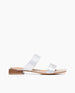 Coclico women's simple two strap slide on sandal in iridescent leather. Coclico shoes are sustainably made in Spain. 1