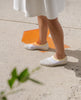 Coclico women's slipper-like flat made with three tones of complementary stretch fabric. Coclico shoes are sustainably made in Spain. 1