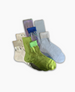 Metalic foil silk socks in four colors folded to show the interior 10