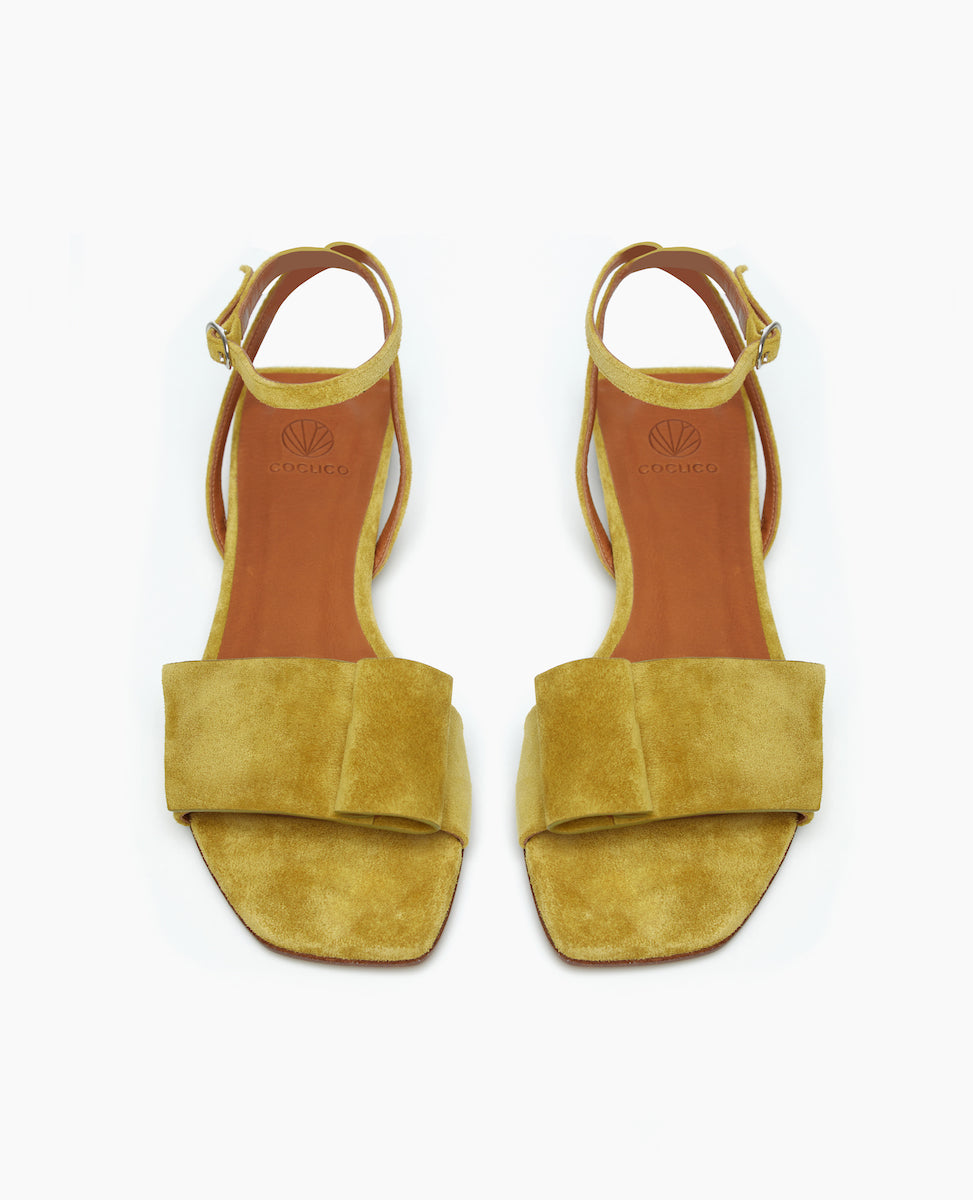 Front view of the Frances Sandal in Azure with a squared-off toe and heel for a crisp, modern look.