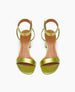 Front view of the Gina Heel in Chartreuse Antiqued Patent with a straight, narrow front strap and ankle strap. 4