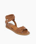 The Katriene low wedge tubular sandal in cuoio, angled view 2