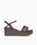 Side view of the Lynn Wedge in Anthracite Shimmer Suede featuring a lightweight leather-covered, recycled cork wedge. 1