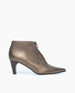 pointed toe shootie with keyhole front opening, fastened with a lace.  side view 2