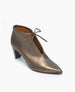 pointed toe shootie with keyhole front opening, fastened with a lace. angled view 3